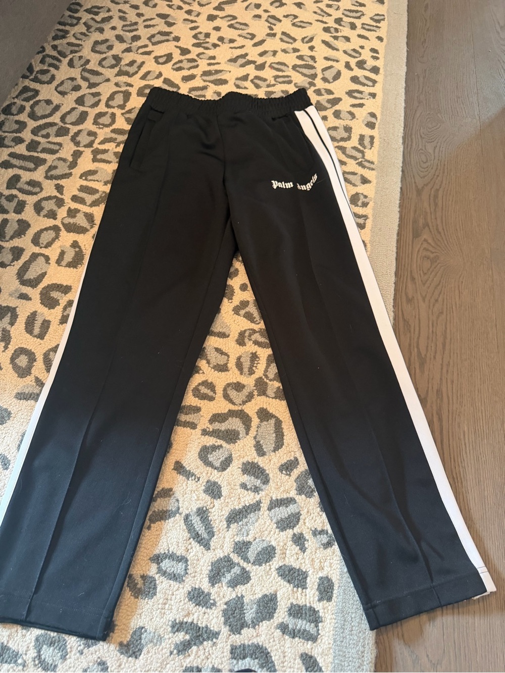 Palm Angels Black Track Pants with White Side Stripe